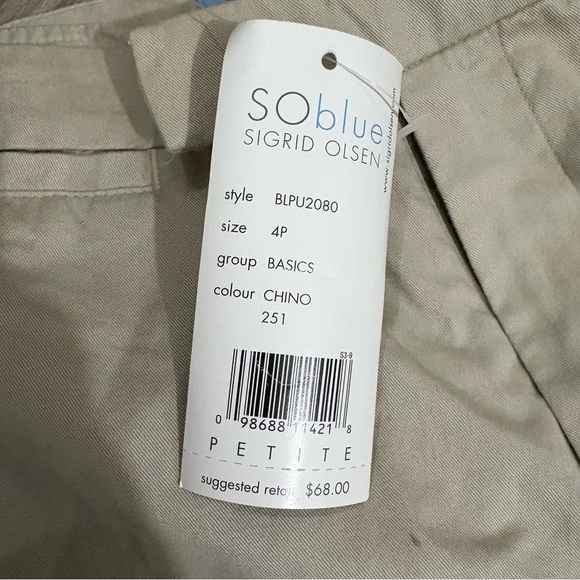 Sigrid Olsen Beige Straight Leg Cropped Pants Women’s Sz 4 NWT Nautical Classic - Picture 2 of 8